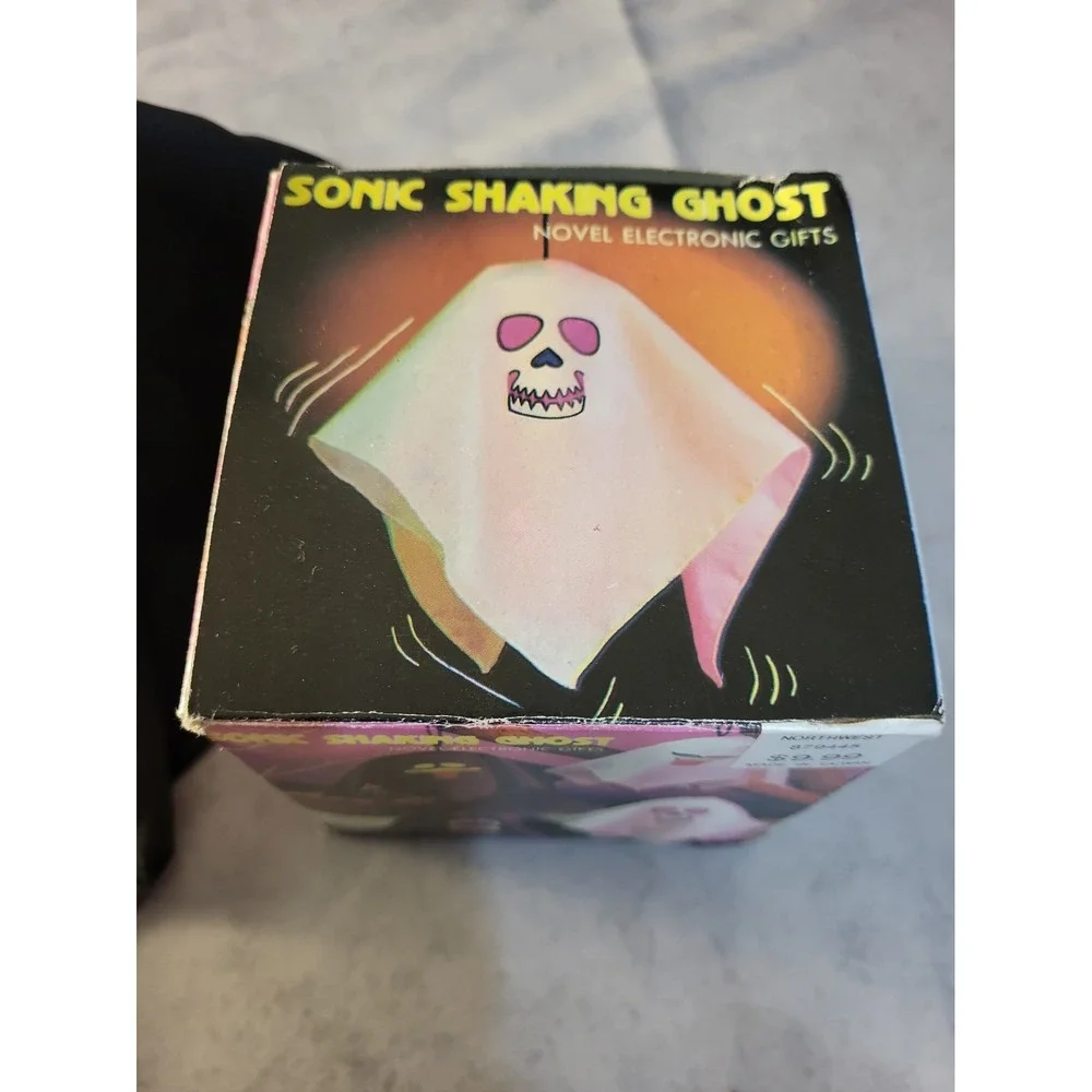 Vintage Sonic Shaking Hanging Ghost Decoration Prop Halloween Black Box Works